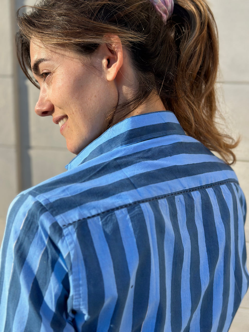 Camicia righe stampate a mano