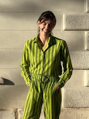Camicia righe stampate a mano