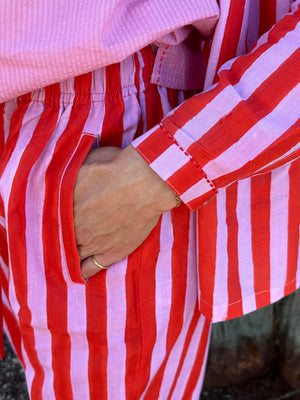 Camicia righe stampate a mano
